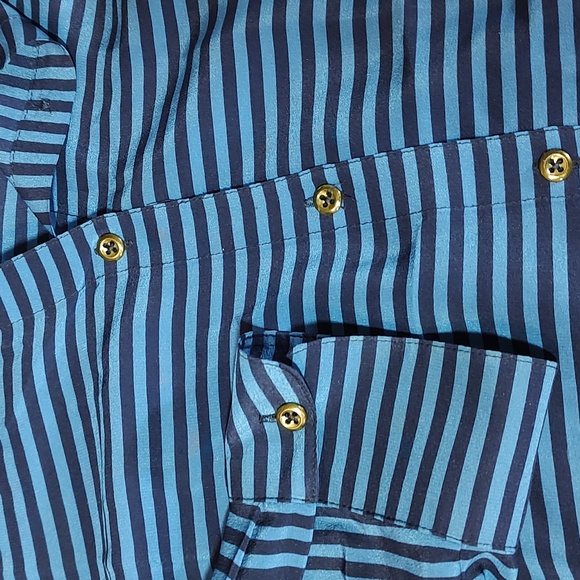 Fisherman Aesthetic 100% Silk Button-up Blouse Vintage Banana Republic - Picture 3 of 13